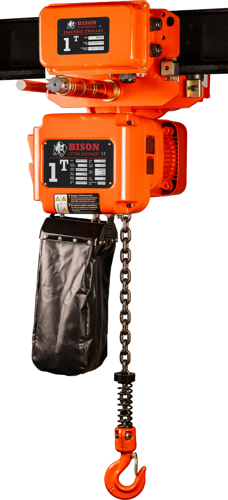 1 Ton Three Phase Hoist + Trolley Bison Lifting