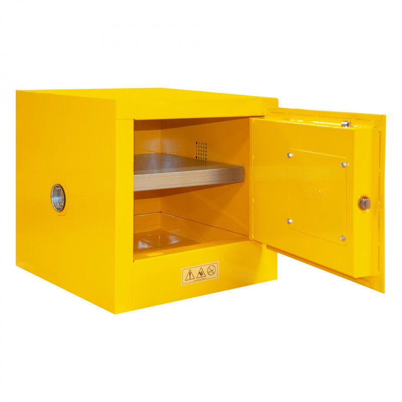 Durham Flammable Storage Cabinet, 2 Gallon, 1 Door, Manual Close, 1 Shelf, Safety Yellow