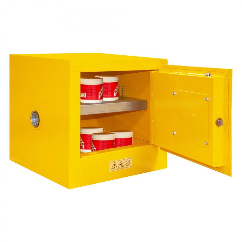 Durham Flammable Storage Cabinet, 2 Gallon, 1 Door, Manual Close, 1 Shelf, Safety Yellow