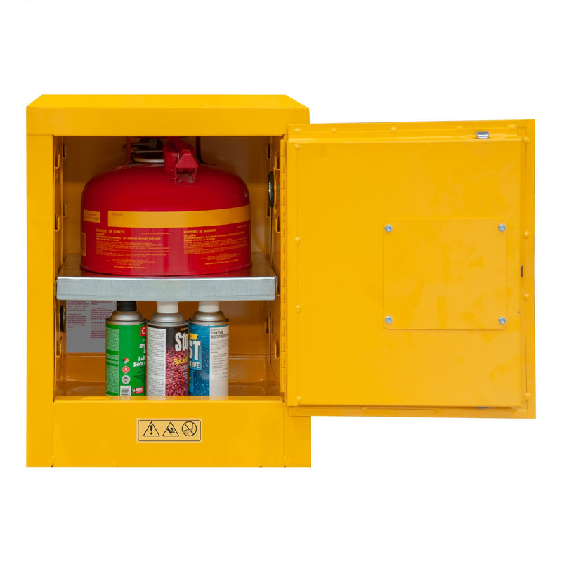 Durham Fm Approved, Flammable Storage Cabinet, 4 Gallon, 1 Door, Manual Close, 1 Shelf, Safety Yellow