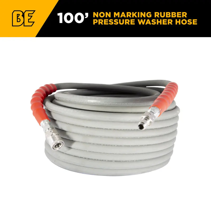 100' 6000PSI 3/8" Non Marking Rubber Hose BE Power Equipment