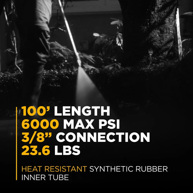 100' 6000PSI 3/8" Non Marking Rubber Hose BE Power Equipment
