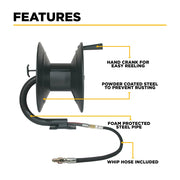 100' High Pressure Hose Reel Kit with Whip Hose BE Power Equipment