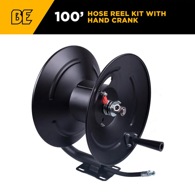 100' Hose Reel Kit with Hand Crank BE Power Equipment