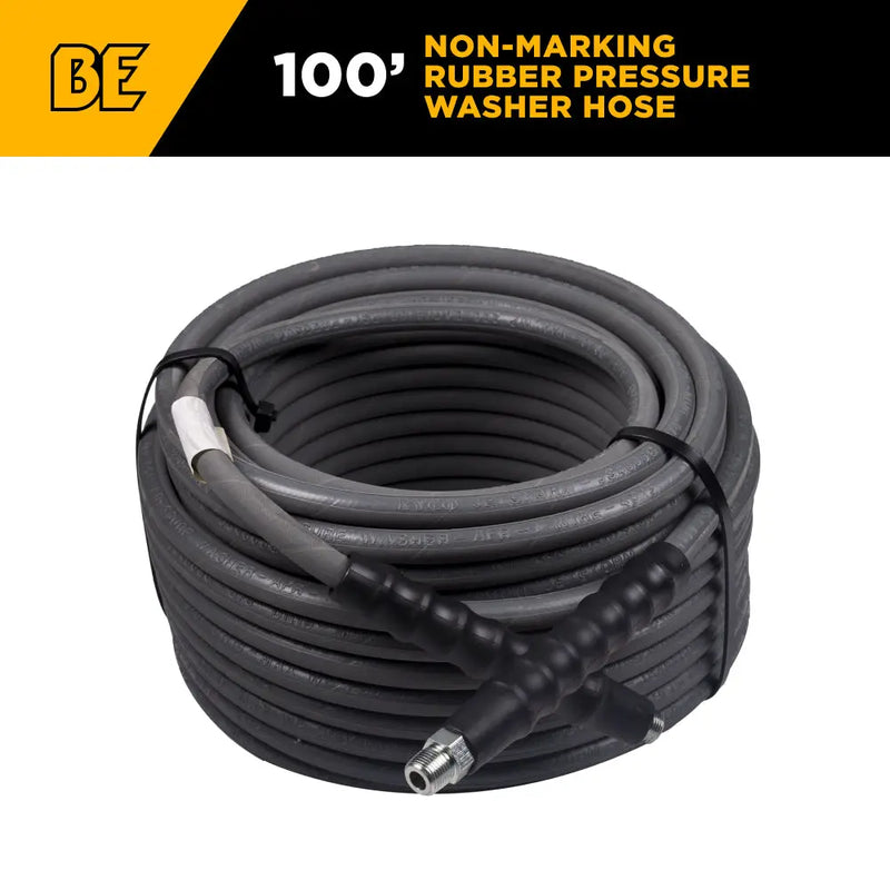 100ft 4000 PSI 3/8" Non Marking Rubber Hose BE Power Equipment