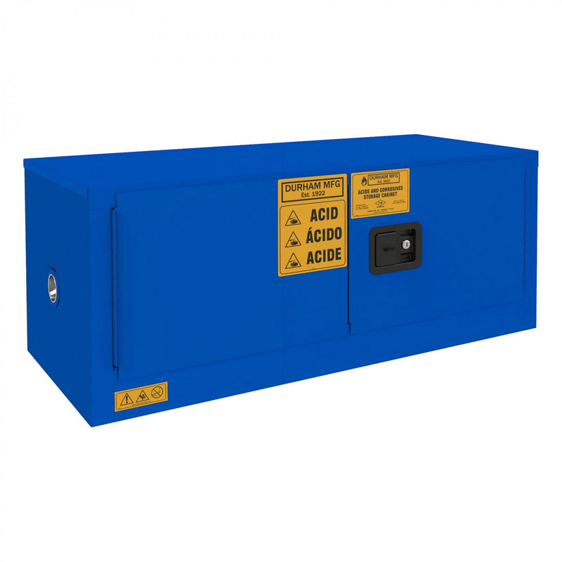 Durham FM Approved, Corrosive Storage Cabinet, 12 Gallon (horizontal), 2 Doors, Manual Close, 1 Shelf