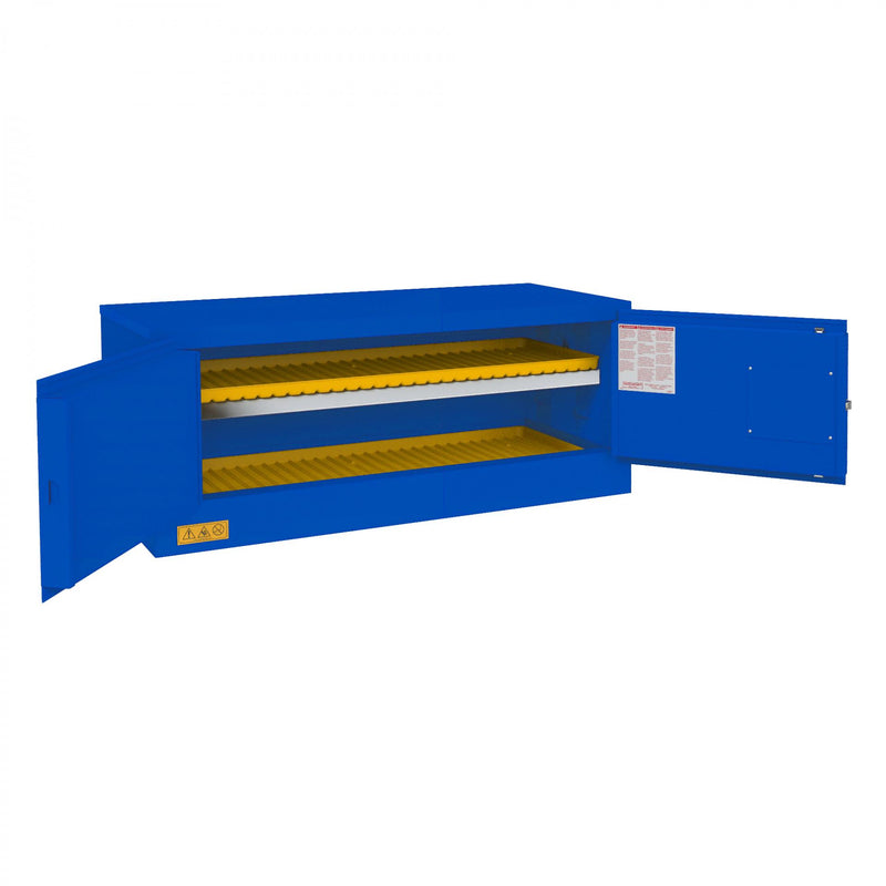 Durham FM Approved, Corrosive Storage Cabinet, 12 Gallon (horizontal), 2 Doors, Manual Close, 1 Shelf
