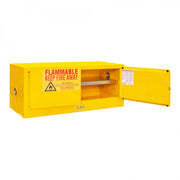 Durham FM Approved, Flammable Storage Cabinet, Horizontal, Table Top, 12 Gallon, 2 Doors, Manual Close, Yellow