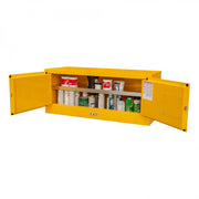 Durham FM Approved, Flammable Storage Cabinet, Horizontal, Table Top, 12 Gallon, 2 Doors, Manual Close, Yellow