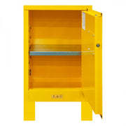 Durham FM Approved, Flammable Storage Cabinet With Legs, 12 Gallon, 1 Door, Manual Close, 1 Shelf, Yellow