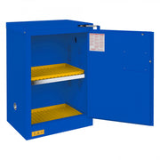 Durham FM Approved, Corrosive Storage Cabinet, 12 Gallon, 1 Door, Self Close, 1 Shelf, 2 Plastic Trays