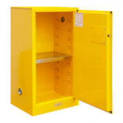 Durham FM Approved, Flammable Storage Cabinet, 16 Gallon, 1 Door, Manual Close, 1 Shelf, Safety Yellow