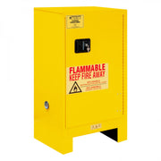 Durham FM Approved, Flammable Storage Cabinet With Legs, 16 Gallon, 1 Door, Manual Close, 1 Shelf, Yellow