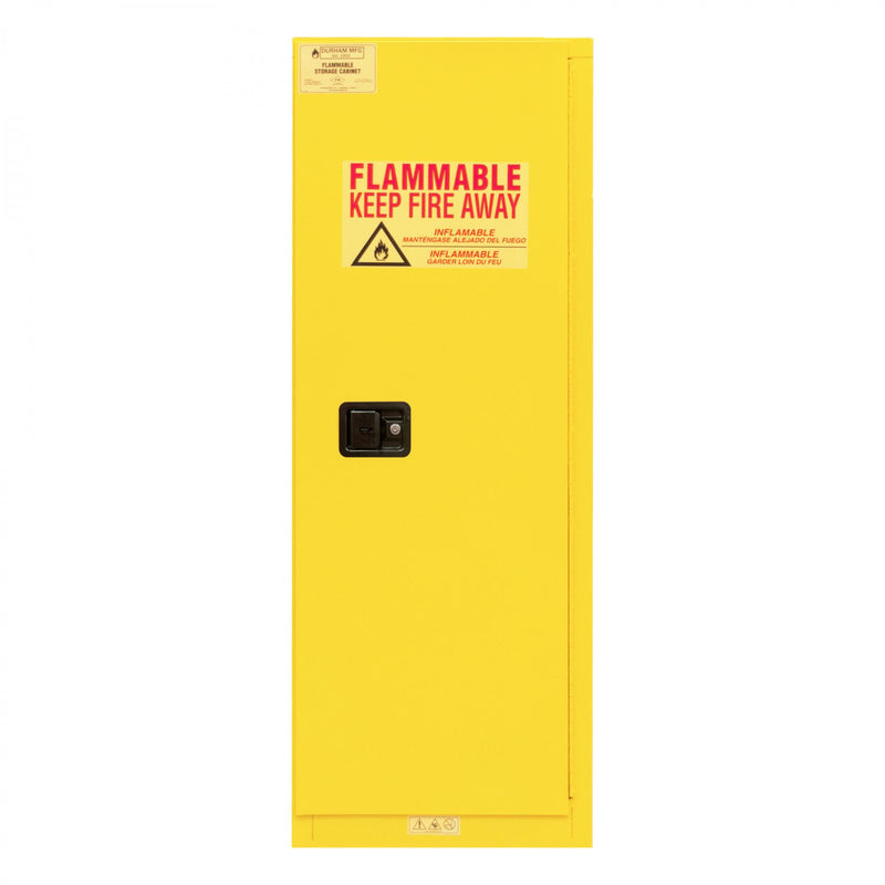 Durham FM Approved, Flammable Storage Cabinet, 22 Gallon, 1 Door, Manual Close, 2 Shelves