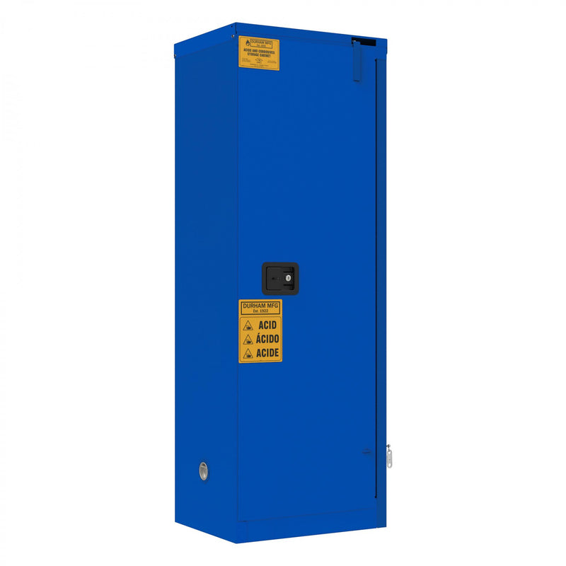 Durham FM Approved, Corrosive Storage Cabinet, 22 Gallon, 1 Door, Self Close, 2 Shelves