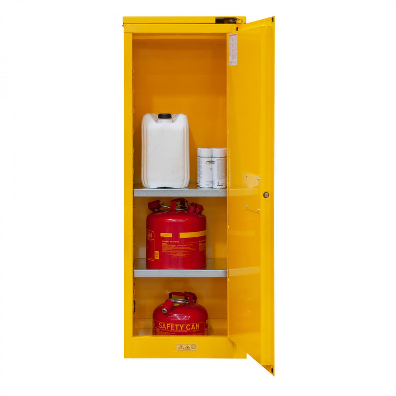 Durham FM Approved, Flammable Storage Cabinet, 22 Gallon, 1 Door, Self Close, 2 Shelves, Safety Yellow