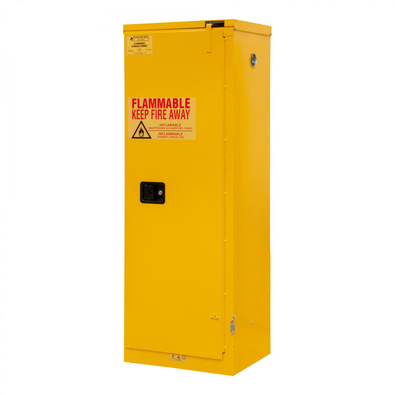 Durham FM Approved, Flammable Storage Cabinet, 22 Gallon, 1 Door, Self Close, 2 Shelves, Safety Yellow