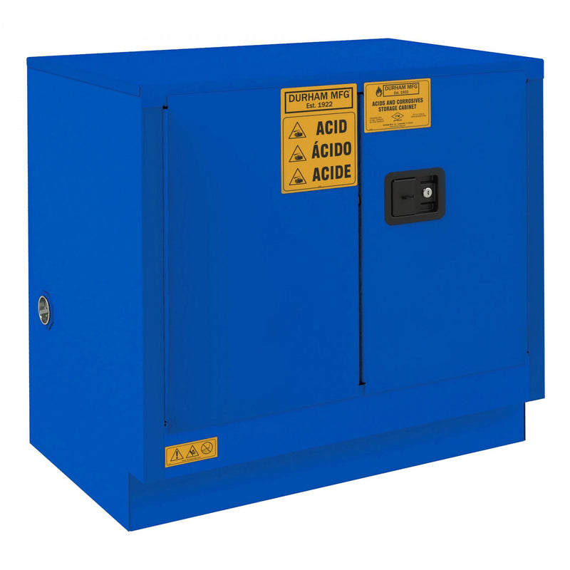 Durham FM Approved, Corrosive Storage Cabinet, 22 Gallon, Under Counter, 2 Doors, Manual Close