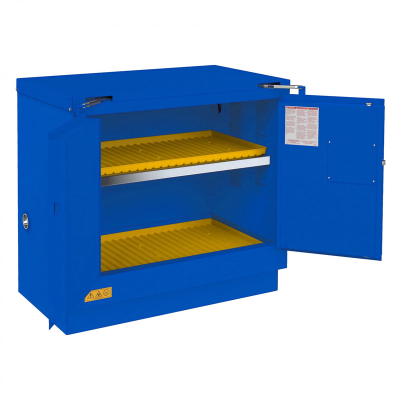 Durham FM Approved, Corrosive Storage Cabinet, 22 Gallon, Under Counter, 2 Doors, Self Close, 1 Shelf