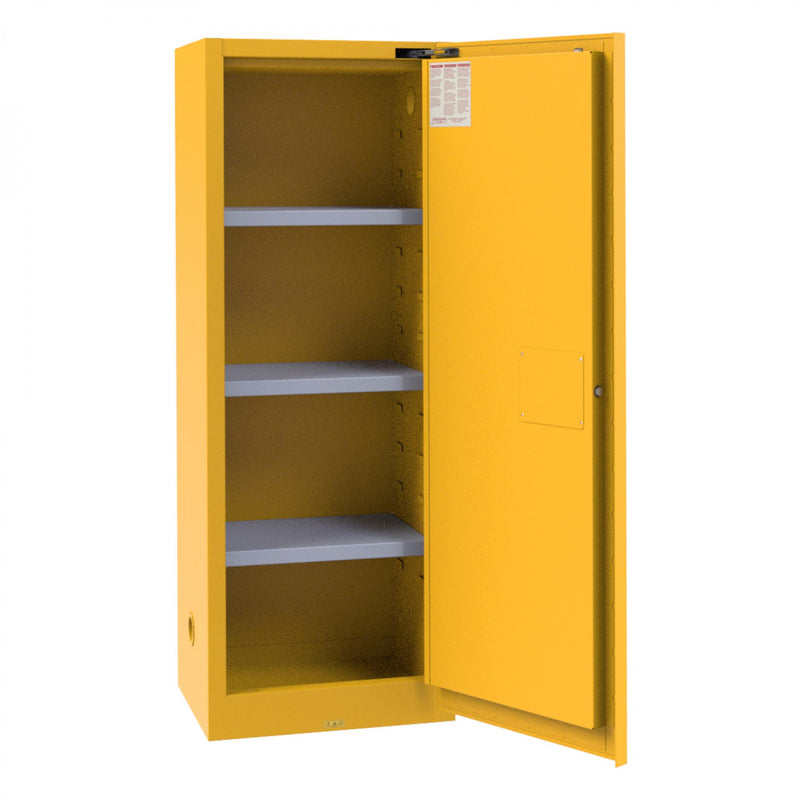 Durham FM Approved, Flammable Storage Cabinet, 24 Gallon, 1 Door, Self Close, 3 Shelf, Safety Yellow