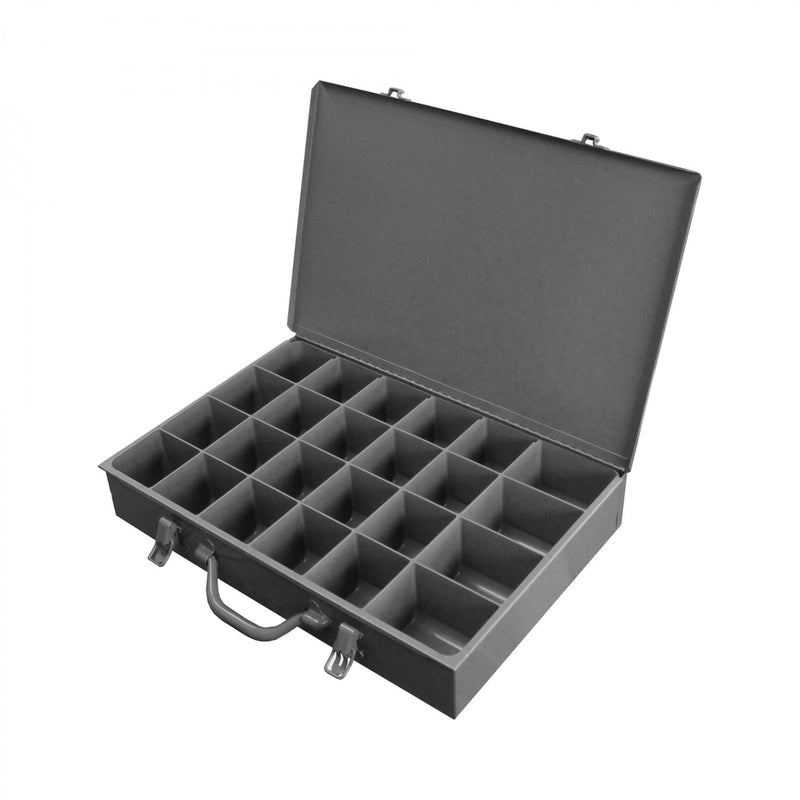 Durham Large, Steel, Compartment Box, Comfort Grip Handle, 24 Compartments, Gray (Pack of 4)