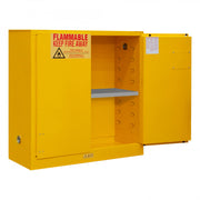 Durham FM Approved, Flammable Storage Cabinet, 30 Gallon, 2 Doors, Manual Close, 1 Shelf, Yellow