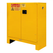 Durham FM Approved, Flammable Storage Cabinet With Legs, 30 Gallon, 2 Doors, Manual Close, 1 Shelf, Yellow