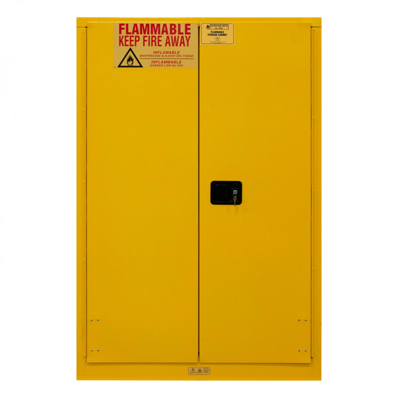 Durham FM Approved, Flammable, Paint and Ink Storage Cabinet, 30 Gallon, 2 Doors, Manual Close, Yellow