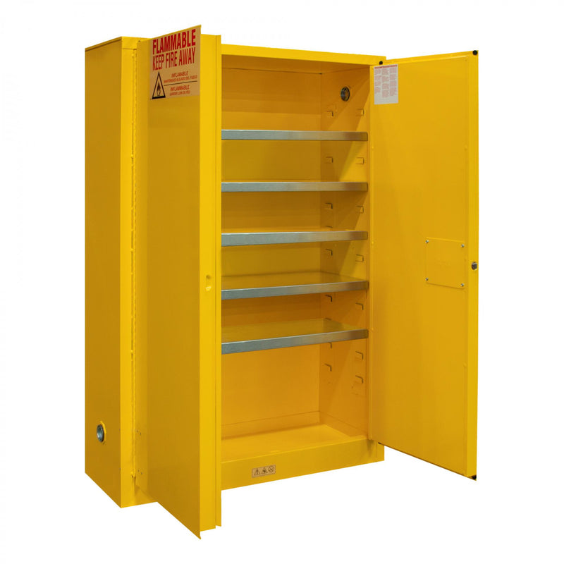 Durham FM Approved, Flammable, Paint and Ink Storage Cabinet, 30 Gallon, 2 Doors, Manual Close, Yellow