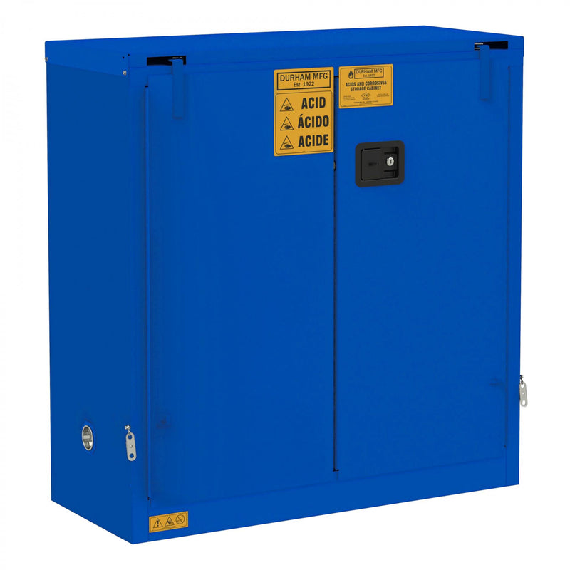 Durham FM Approved, Corrosive Storage Cabinet, 22 Gallon, 2 Doors, Self Close, 1 Shelf