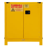 Durham FM Approved, Flammable Storage Cabinet With Legs, 30 Gallon, 2 Doors, Self Close, 1 Shelf, Yellow