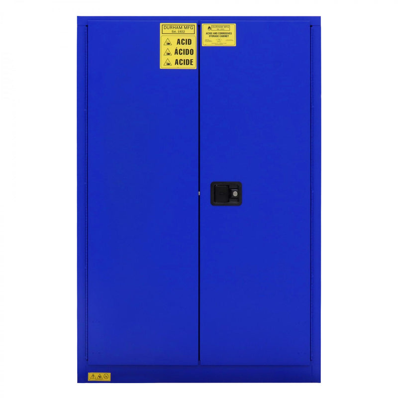 Durham FM Approved, Corrosive Storage Cabinet, 45 Gallon, 2 Doors, Manual Close, 2 Shelves
