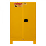 Durham FM Approved, Flammable Storage Cabinet With Legs, 45 Gallon, 2 Doors, Manual Close, 2 Shelves, Yellow