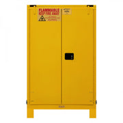 Durham FM Approved, Flammable Storage Cabinet With Legs, 45 Gallon, 2 Doors, Self Close, 2 Shelves, Yellow