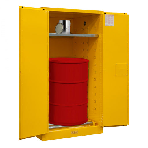 Durham FM Approved, Flammable Storage Cabinet, 55 Gallon, 2 Doors, Manual Close, 1 Shelf