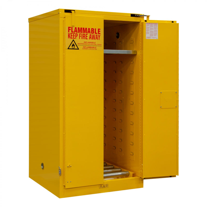 Durham FM Approved, Flammable Storage Cabinet, 55 Drum Gallon Storage, 2 Doors, Self Close, 1 Shelf