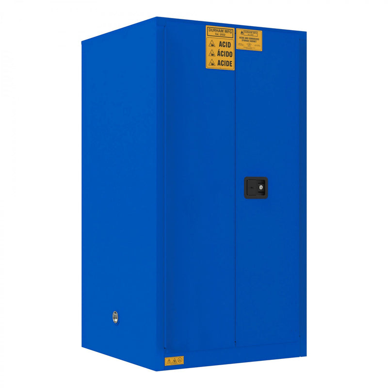 Durham FM Approved, Corrosive Storage Cabinet, 60 Gallon, 2 Doors, Manual Close, 2 Shelves