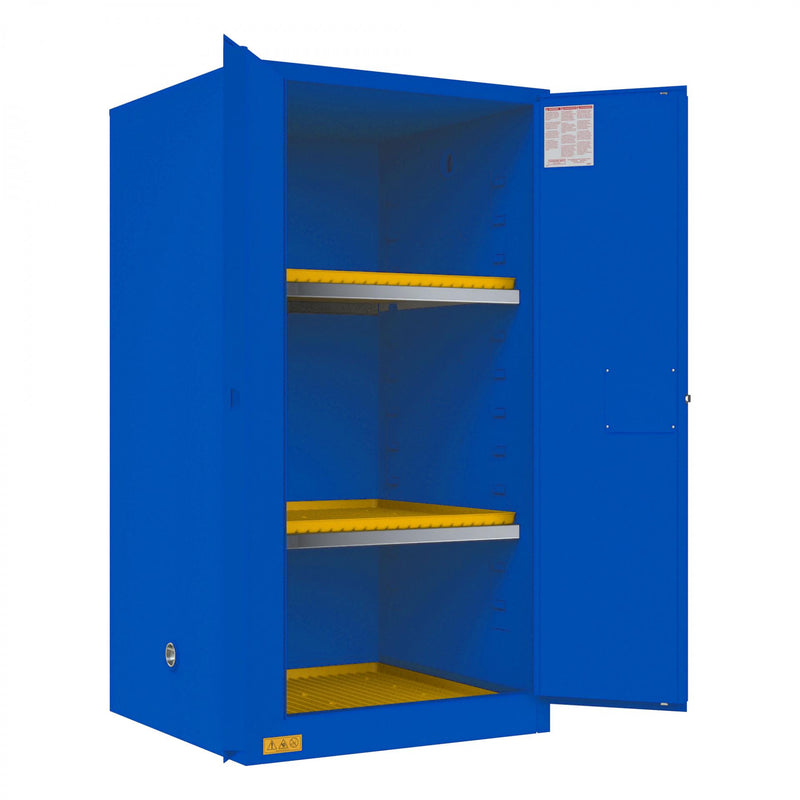 Durham FM Approved, Corrosive Storage Cabinet, 60 Gallon, 2 Doors, Manual Close, 2 Shelves
