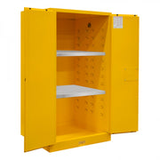 Durham FM Approved, Flammable Storage Cabinet, 60 Gallon, 2 Doors, Manual Close, 2 Shelves, Yellow