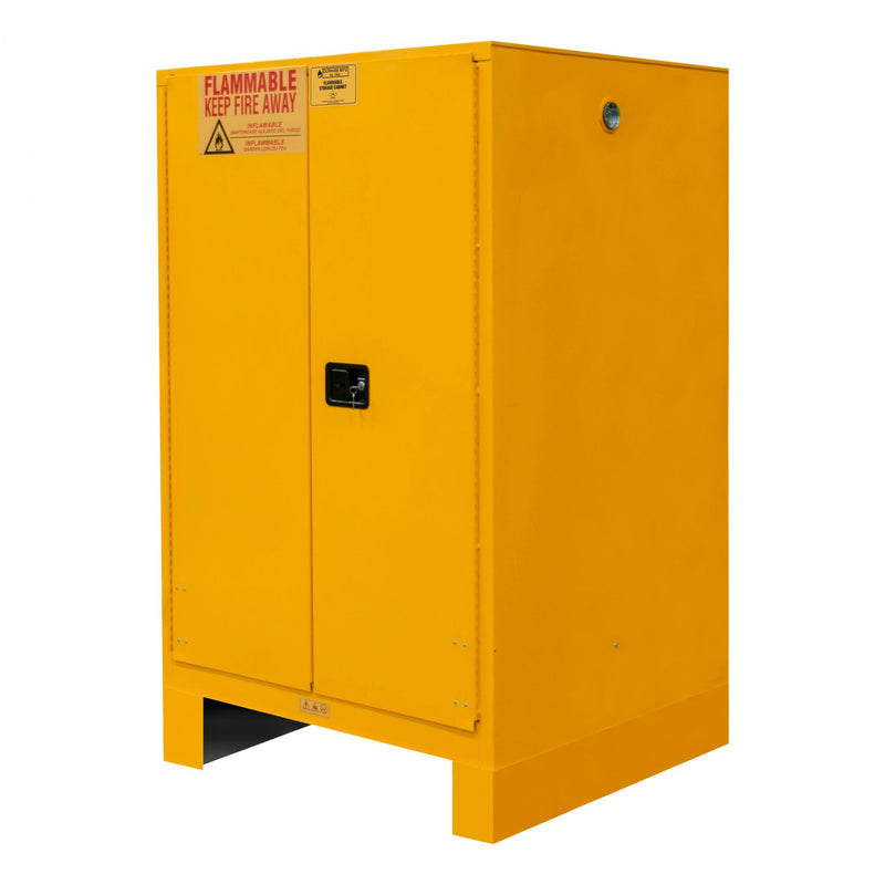 Durham FM Approved, Flammable Storage Cabinet With Legs, 60 Gallon, 2 Doors, Manual Close, 2 Shelves, Yellow