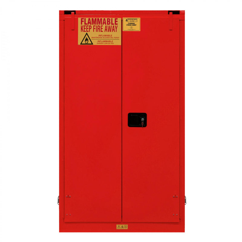 Durham FM Approved, Flammable Storage Cabinet, 60 Gallon, 2 Doors, Self Close, 2 Shelves, Red