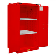 Durham FM Approved, Flammable Storage Cabinet, 60 Gallon, 2 Doors, Self Close, 2 Shelves, Red