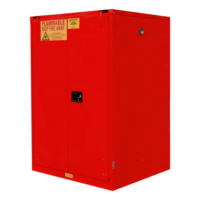 Durham FM Approved, Flammable Storage Cabinet, 60 Gallon, 2 Doors, Self Close, 2 Shelves, Red