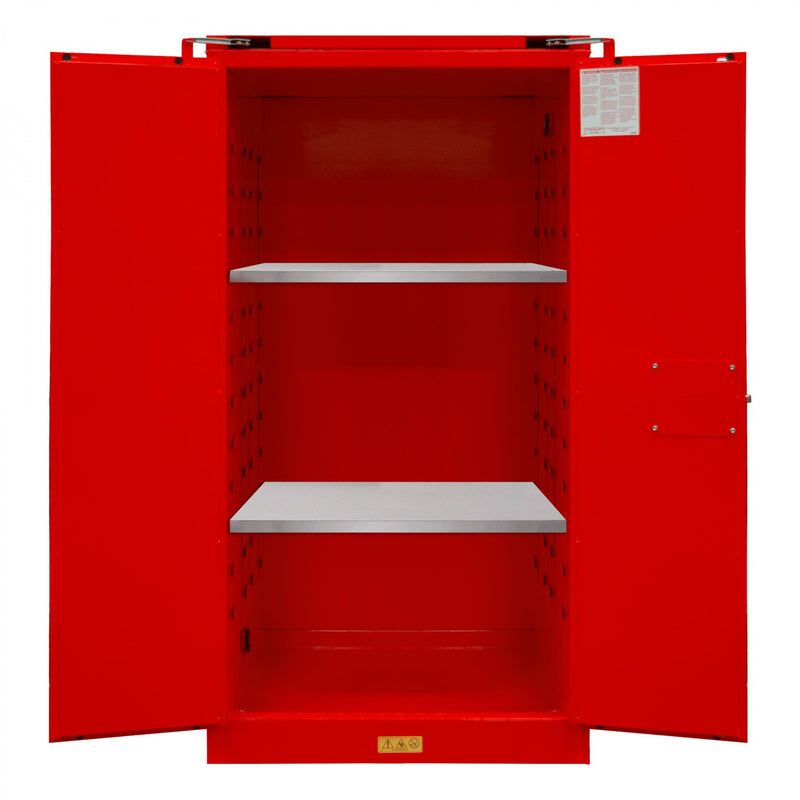Durham FM Approved, Flammable Storage Cabinet, 60 Gallon, 2 Doors, Self Close, 2 Shelves, Red