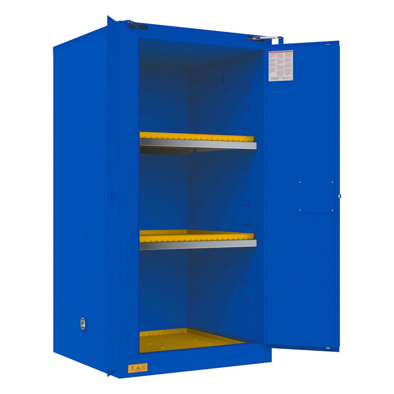 Durham FM Approved, Corrosive Storage Cabinet, 60 Gallon, 2 Doors, Self Close, 2 Shelves