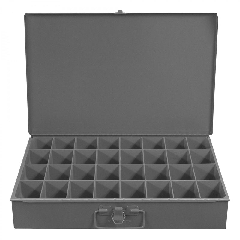 Durham Large, Steel, Compartment Box, 32 Compartments, Gray (Pack of 4)