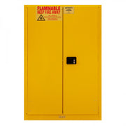 Durham FM Approved, Flammable Storage Cabinet, 90 Gallon, 2 Doors, Manual Close, 2 Shelves, Yellow