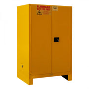 Durham FM Approved, Flammable Storage Cabinet With Legs, 90 Gallon, 2 Doors, Manual Close, 2 Shelves, Yellow