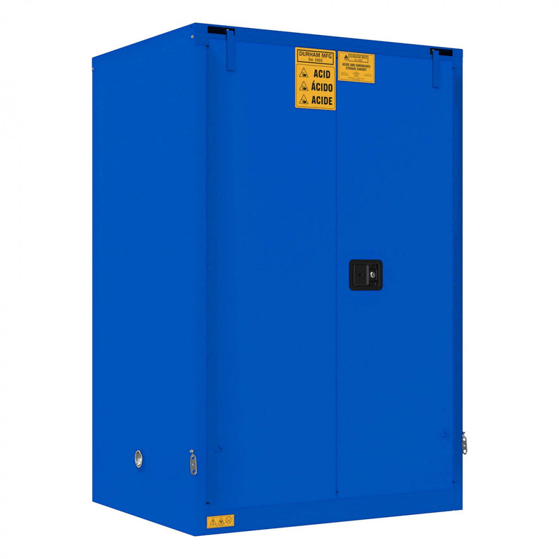 Durham FM Approved, Corrosive Storage Cabinet, 90 Gallon, 2 Doors, Self Close, 2 Shelves