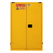 Durham FM Approved, Flammable Storage Cabinet, 90 Gallon, 2 Doors, Self Close, 2 Shelves, Yellow